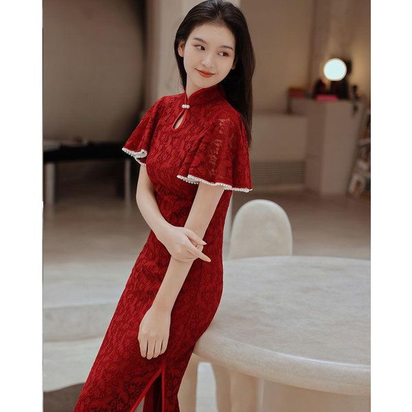 ethnic clothing women cheongsam toast dress bride 2021 summer wedding lace dresses, Red
ethnic clothing women cheongsam toast dress bride 2021 summer wedding lace dresses, Red