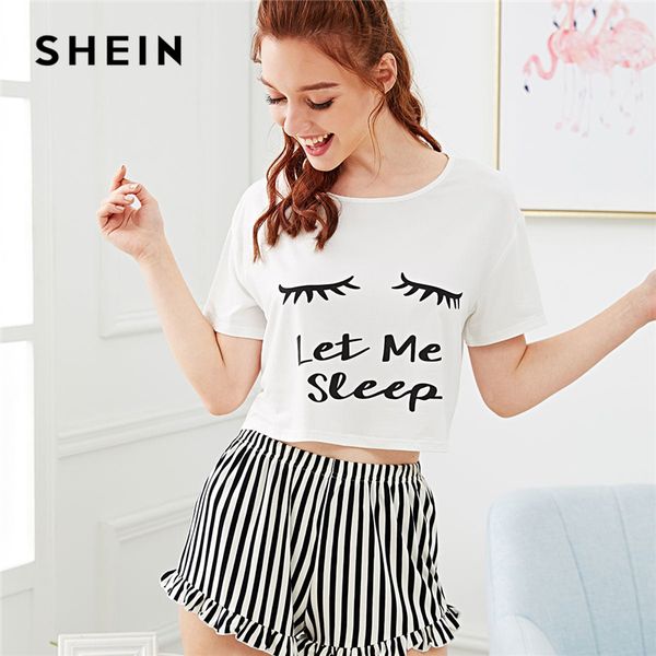2021shein black graphic tee frilled striped shorts pj round neck short sleeve set 2021 summer women patchwork sleepwear, Black;red
2021shein black graphic tee frilled striped shorts pj round neck short sleeve set 2021 summer women patchwork sleepwear, Black;red