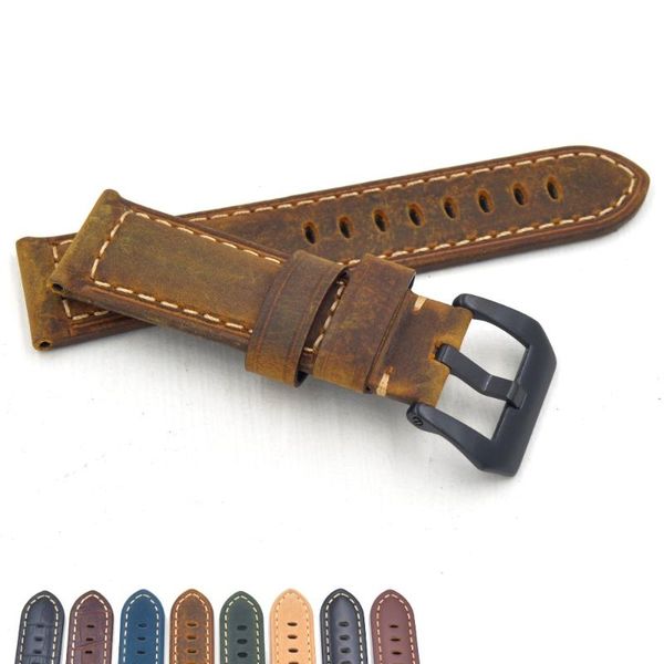 watch bands 2021 retro handmade genuine leather band bracelet cowhide men strap 22mm 24mm belt steel metal pin buckle for pam111 441, Black;brown
watch bands 2021 retro handmade genuine leather band bracelet cowhide men strap 22mm 24mm belt steel metal pin buckle for pam111 441, Black;brown