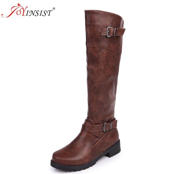 ankle boots women flat leather shoes women's winter knee high tube heels riding 35-43, Black