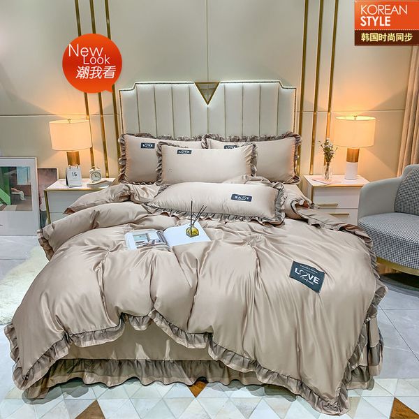 summer ice bed skirt cool feeling silk 4-piece korean pure color quilt cover nude bedding
summer ice bed skirt cool feeling silk 4-piece korean pure color quilt cover nude bedding