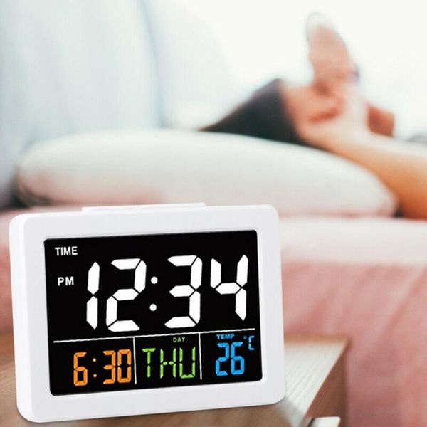 wall clocks color large screen lcd electronic desk alarm clock with temperature date display quiet home bedroom desktable 
wall clocks color large screen lcd electronic desk alarm clock with temperature date display quiet home bedroom desktable