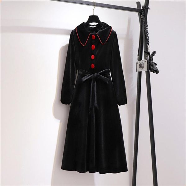 casual dresses autumn winter vintage women long sleeve gold velvet dress big size a-line bow tie elegant lady black vestidos 1124, Black;gray
casual dresses autumn winter vintage women long sleeve gold velvet dress big size a-line bow tie elegant lady black vestidos 1124, Black;gray