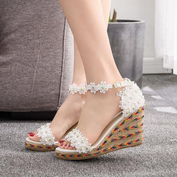 dress shoes fashion lace white color high heels wedges pu leather wedding banquet woman flowers female g0167, Black
dress shoes fashion lace white color high heels wedges pu leather wedding banquet woman flowers female g0167, Black