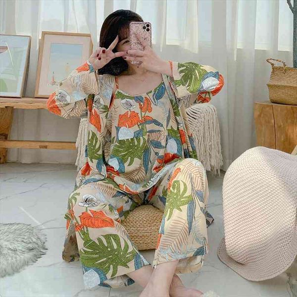 3 piece spring summer women sleepwear pajamas sets floral printed robe and long female night suit autumn pyjamas, Black;red
3 piece spring summer women sleepwear pajamas sets floral printed robe and long female night suit autumn pyjamas, Black;red