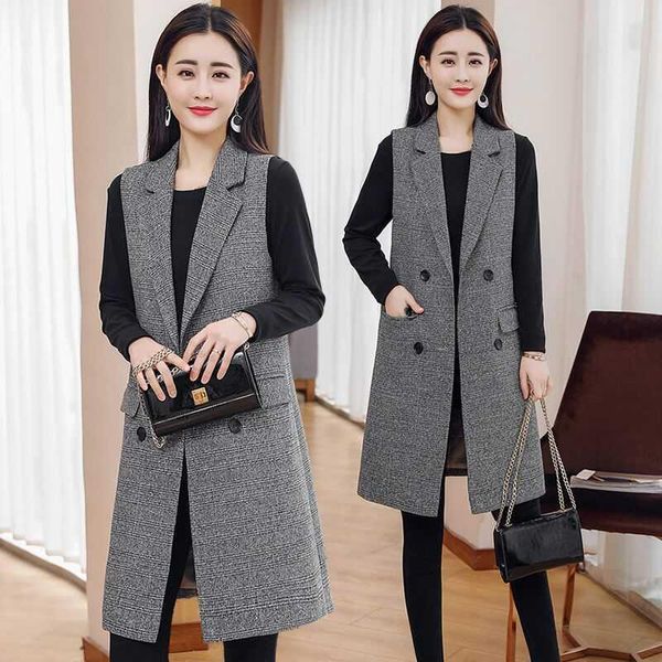 women's vests 2021 women summer slim sleeveless long vest lady plaid notched double breasted suit waistcoat female vintage plus size i8, Black;white
women's vests 2021 women summer slim sleeveless long vest lady plaid notched double breasted suit waistcoat female vintage plus size i8, Black;white