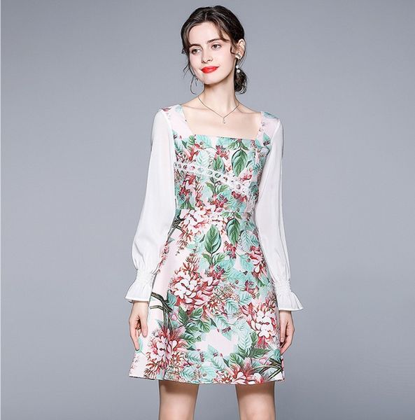 llzacoosh summer floral print vintage long sleeve women square collar casual a line slim mini office dress vestidos 210514, Black;gray
llzacoosh summer floral print vintage long sleeve women square collar casual a line slim mini office dress vestidos 210514, Black;gray