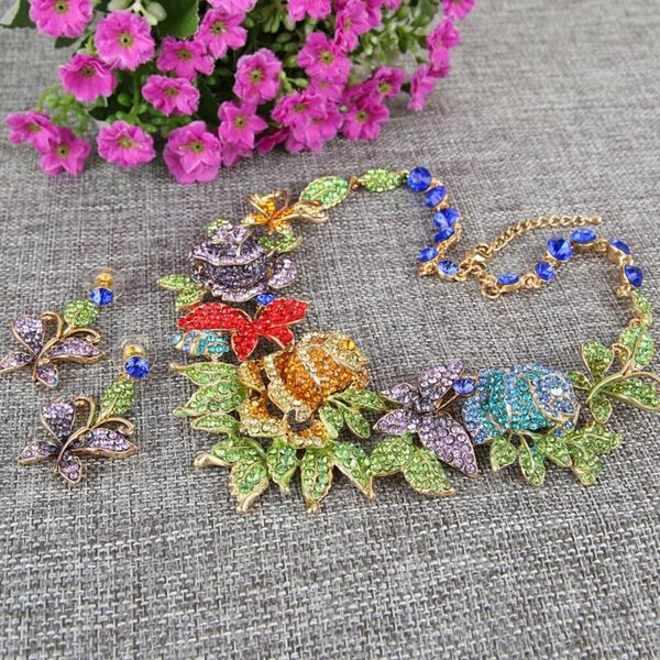 earrings & necklace tuliper enamel rose flower butterfly animal set austrian crystal jewelry for women party dress gift, Silver
earrings & necklace tuliper enamel rose flower butterfly animal set austrian crystal jewelry for women party dress gift, Silver