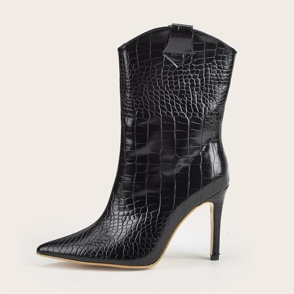 dress shoes fashion stone pattern autumn winter women short boots elegant pointed toe thin high heels patent leather mid-calf t4ej, Black
dress shoes fashion stone pattern autumn winter women short boots elegant pointed toe thin high heels patent leather mid-calf t4ej, Black