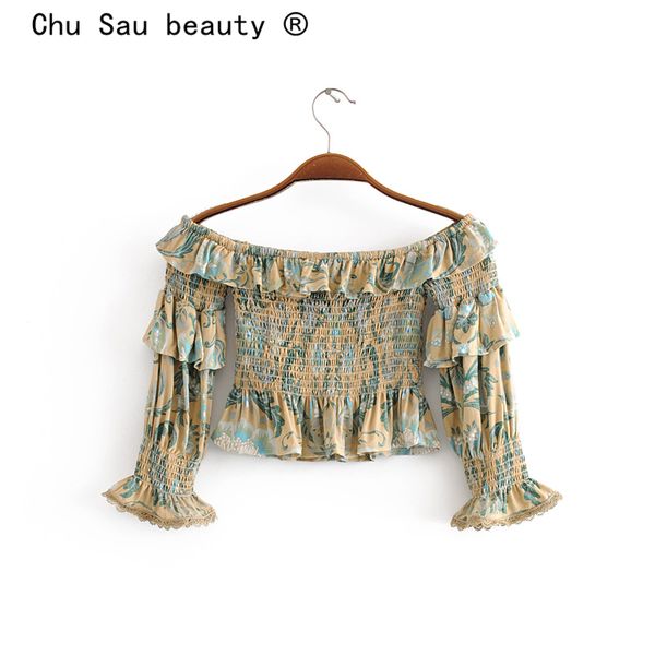 chu sau beauty holiday chic floral print crop women fashion off shoulder female elastic chest ruffles short shirts 210508, White
chu sau beauty holiday chic floral print crop women fashion off shoulder female elastic chest ruffles short shirts 210508, White