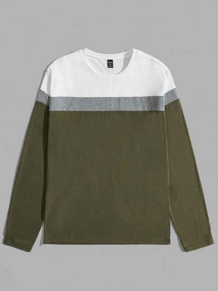 men cut and sew tee c0m7#, White;black