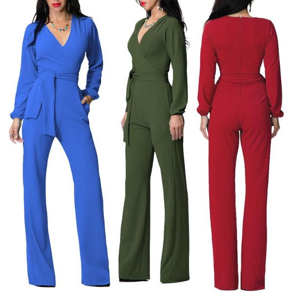 women's jumpsuits & rompers solid color jumpsuit european and american fashion v-neck slim tie with long sleeve suit body mujer black o, Black;white
women's jumpsuits & rompers solid color jumpsuit european and american fashion v-neck slim tie with long sleeve suit body mujer black o, Black;white