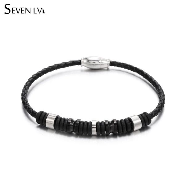 fashion stainless steel magnet clasp bracelet simple black leather rope male bracelets charm jewelry gift wholesale for men, Golden;silver
fashion stainless steel magnet clasp bracelet simple black leather rope male bracelets charm jewelry gift wholesale for men, Golden;silver