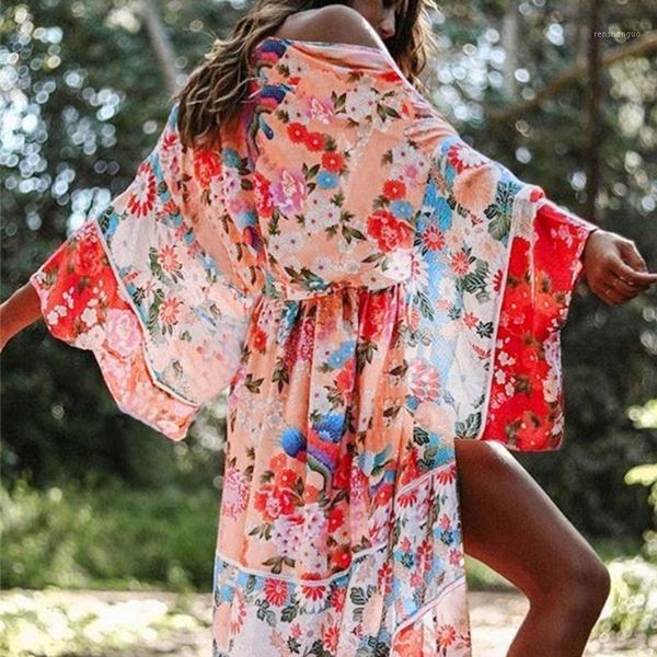 oversize pareo beach cover up kimono vintage print floral holiday bikini outing boho loose long cardigan coat saida de praia#y3 women's, White;black
oversize pareo beach cover up kimono vintage print floral holiday bikini outing boho loose long cardigan coat saida de praia#y3 women's, White;black