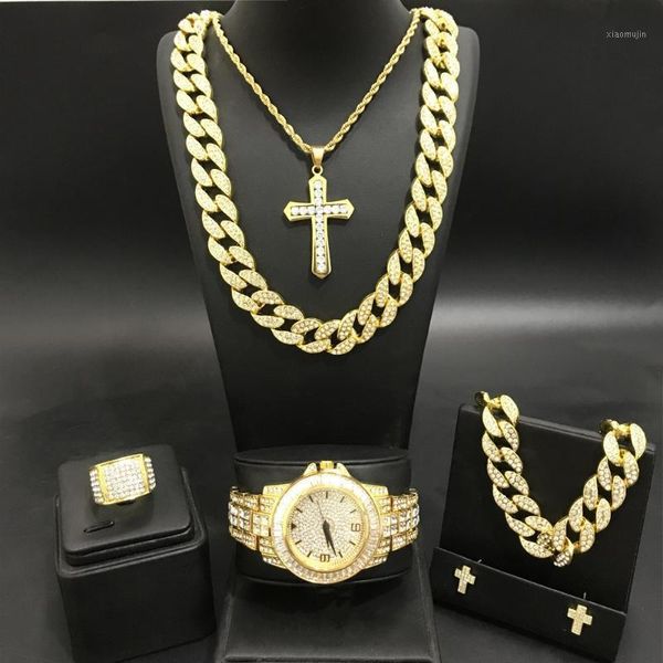 earrings & necklace luxury men gold color watch neckalce braclete ring combo set in crystal out cuban chain, Silver
earrings & necklace luxury men gold color watch neckalce braclete ring combo set in crystal out cuban chain, Silver