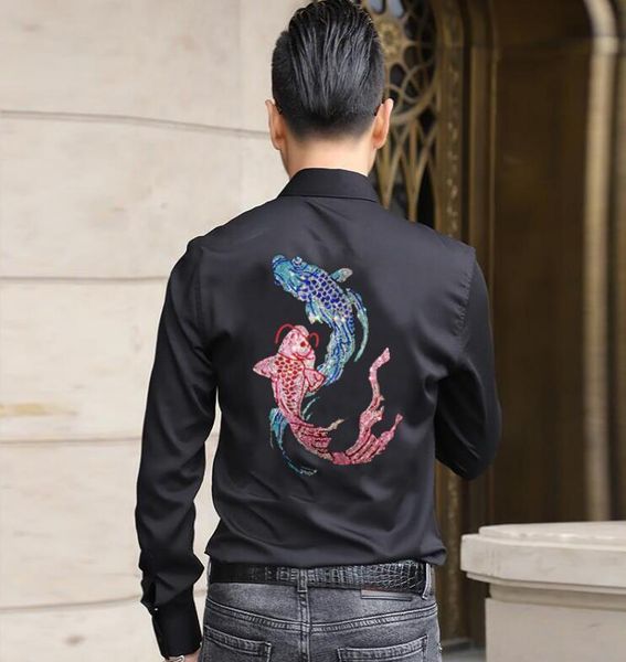 men's casual shirts grade designer brand summer rhinestones mens large size, White;black
men's casual shirts grade designer brand summer rhinestones mens large size, White;black