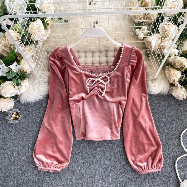 women's retro beaded square neckline pleated slim short puff sleeve velvet bottoming shirt uk135 blouses & shirts, White
women's retro beaded square neckline pleated slim short puff sleeve velvet bottoming shirt uk135 blouses & shirts, White