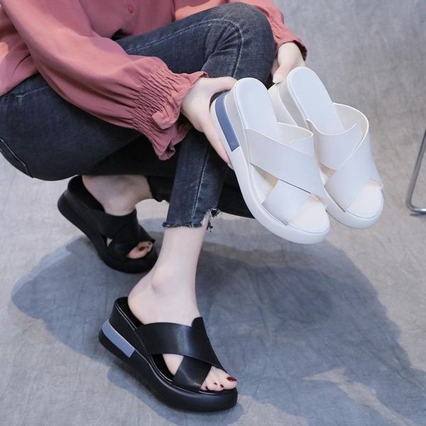 slippers summer women wedges pu leather thick platform sandals casual peep toe beach shoes woman flip flops, Black
slippers summer women wedges pu leather thick platform sandals casual peep toe beach shoes woman flip flops, Black