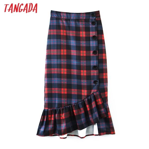 women plaid midi skirt faldas mujer vintage side buttons office ladies elegant chic mid calf skirts sl112 210416, Black
women plaid midi skirt faldas mujer vintage side buttons office ladies elegant chic mid calf skirts sl112 210416, Black
