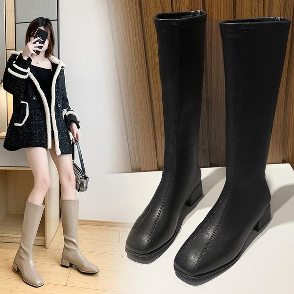 boots fashion fall 2021 square thick with super fire but knee joker british wind thin, Black
boots fashion fall 2021 square thick with super fire but knee joker british wind thin, Black