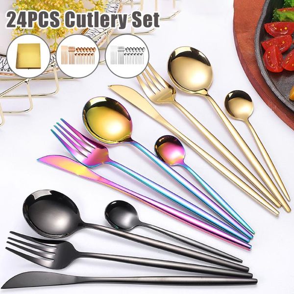 dinnerware sets 24 pcs set stainless steel box black gold cutlery spoon fork knife western cutleri silverware tableware supplies
dinnerware sets 24 pcs set stainless steel box black gold cutlery spoon fork knife western cutleri silverware tableware supplies