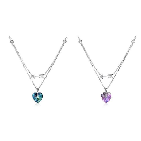 pendant necklaces fashion jewelry heart-shaped two-tone crystal necklace xmas gift statement, Silver
pendant necklaces fashion jewelry heart-shaped two-tone crystal necklace xmas gift statement, Silver