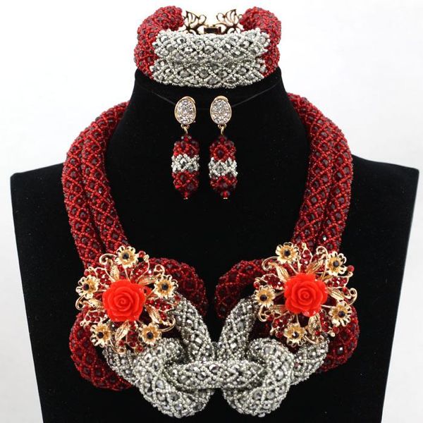 earrings & necklace gorgeous african chunky costume wedding jewelry sets women engagement party beads set qw553, Silver
earrings & necklace gorgeous african chunky costume wedding jewelry sets women engagement party beads set qw553, Silver