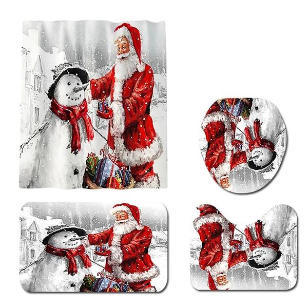 shower curtains snowman santa claus curtain set non-slip bathroom mat rug christmas toilet cover bath festival decor
shower curtains snowman santa claus curtain set non-slip bathroom mat rug christmas toilet cover bath festival decor