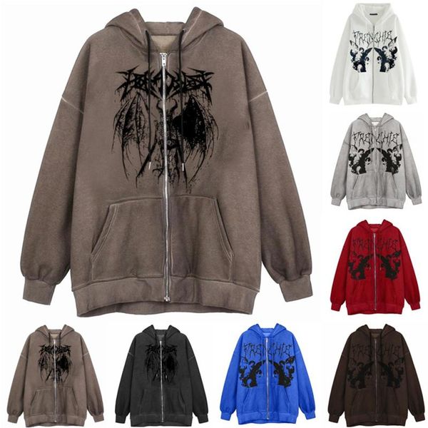 women's jackets hip hop streetwear women angel dark print harajuku hooded jacket sweatshirts autumn punk zipper y2k coat goth outwear, Black;brown
women's jackets hip hop streetwear women angel dark print harajuku hooded jacket sweatshirts autumn punk zipper y2k coat goth outwear, Black;brown