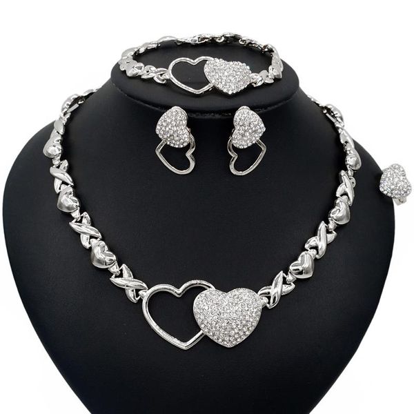 earrings & necklace yulaili est wedding jewelery set for women heart shape xo stud bracelets ring african jewelry sets gifts, Silver
earrings & necklace yulaili est wedding jewelery set for women heart shape xo stud bracelets ring african jewelry sets gifts, Silver