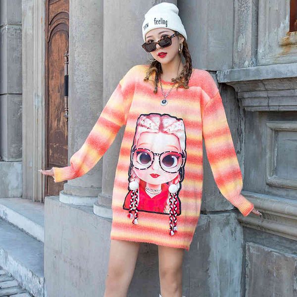 sweaters ladies knitted patch heavy industry sequin rainbow gradient sweater autumn and winter wear striped cartoon tide, White;black
sweaters ladies knitted patch heavy industry sequin rainbow gradient sweater autumn and winter wear striped cartoon tide, White;black