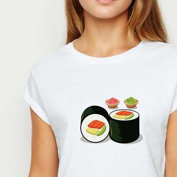 t women shirt female sushi rolls harajuku spring summer tee vogue easy matching ropa mujer round neck shirts, White
t women shirt female sushi rolls harajuku spring summer tee vogue easy matching ropa mujer round neck shirts, White