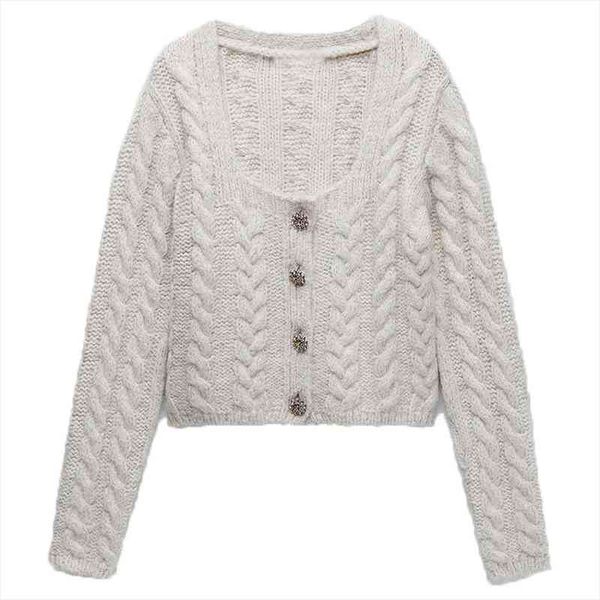 za women fashion bejewelled sweater buttons loose cardigan vintage long sleeve female outerwear chic, White;black
za women fashion bejewelled sweater buttons loose cardigan vintage long sleeve female outerwear chic, White;black