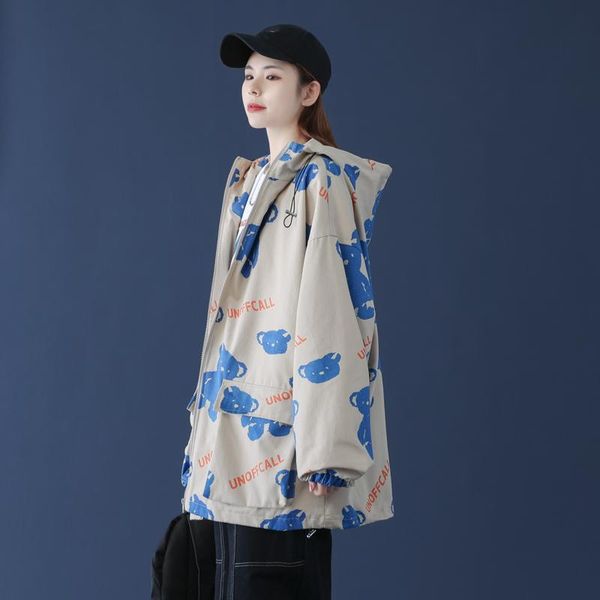 women's jackets women jacket cartoon spring and autumn bomber casual loose hooded baseball windbreaker 2021, Black;brown
women's jackets women jacket cartoon spring and autumn bomber casual loose hooded baseball windbreaker 2021, Black;brown