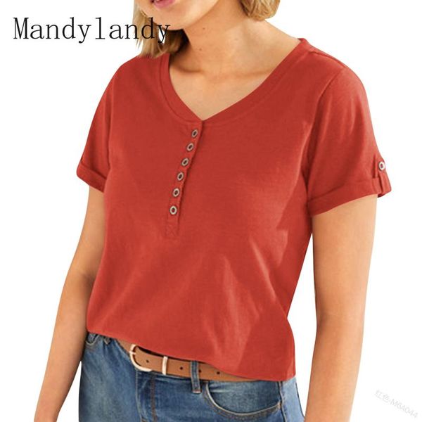 women's t-shirt mandylandy summer casual solid color short sleeve pullover fashion o-neck button slim-fit, White
women's t-shirt mandylandy summer casual solid color short sleeve pullover fashion o-neck button slim-fit, White