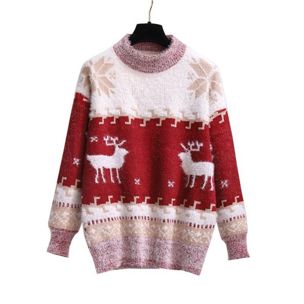 women's sweaters ugly christmas sweater mock neck autumn winter women knitted reindeer elk snowflake xmas female pullover, White;black
women's sweaters ugly christmas sweater mock neck autumn winter women knitted reindeer elk snowflake xmas female pullover, White;black
