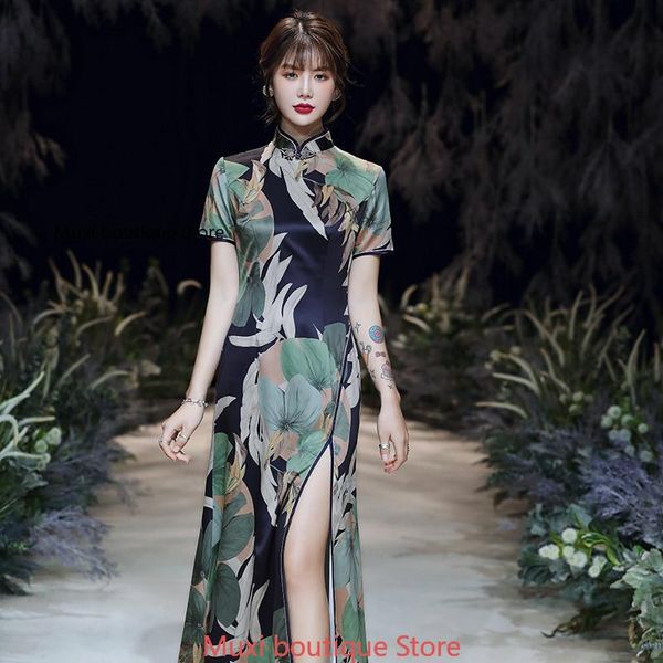 dress long imitation silk cheongsam fishtail fashion slim short sleeve front slit ethnic clothing, Red
dress long imitation silk cheongsam fishtail fashion slim short sleeve front slit ethnic clothing, Red