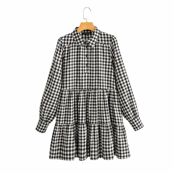 casual dresses women turn-down collar za gray plaid mini female sprint elegant long sleeve pleated loose dress chic kwh2, Black;gray
casual dresses women turn-down collar za gray plaid mini female sprint elegant long sleeve pleated loose dress chic kwh2, Black;gray