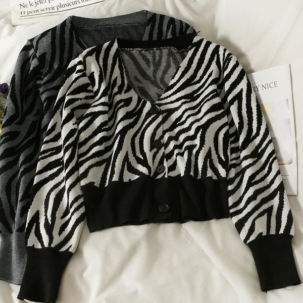 women's knits & tees korean style zebra print cropped sweater 2021 autumn fashion women v neck cardigan single breasted long sleeve kni, White
women's knits & tees korean style zebra print cropped sweater 2021 autumn fashion women v neck cardigan single breasted long sleeve kni, White