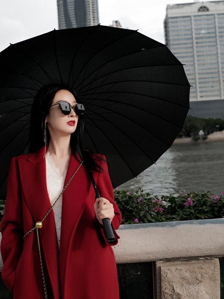 women's wool & blends rosewang slim double faced tweed coat suit collar wine red lace up style in autumn and winter 21, Black
women's wool & blends rosewang slim double faced tweed coat suit collar wine red lace up style in autumn and winter 21, Black