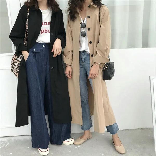 women's trench coats 2021 spring british style and autumn hong kong super long over-the-knee tall thin windbreaker jacket, Tan;black
women's trench coats 2021 spring british style and autumn hong kong super long over-the-knee tall thin windbreaker jacket, Tan;black