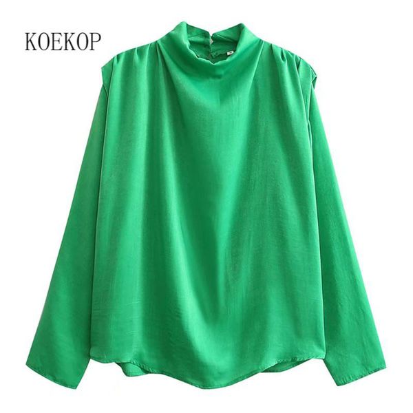 women's blouses & shirts women fashion green shirt with pleated shoulder long sleeves mock neck casual chic lady straight blouse woman, White
women's blouses & shirts women fashion green shirt with pleated shoulder long sleeves mock neck casual chic lady straight blouse woman, White