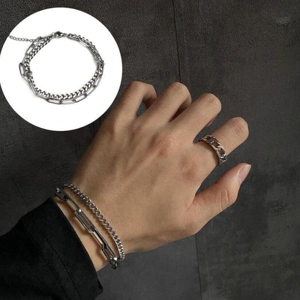 link, chain hip hop fashion bracelet women and men simple design retro for couples stainless steel punk good gifts, Black
link, chain hip hop fashion bracelet women and men simple design retro for couples stainless steel punk good gifts, Black