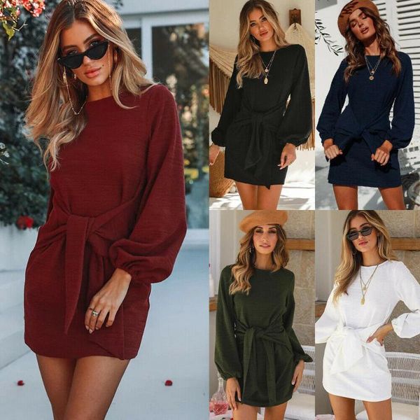 women autumn lace up crew neck long lantern sleeve knitted loose jumper pencil sweater dress winter party short mini casual dresses, Black;gray
women autumn lace up crew neck long lantern sleeve knitted loose jumper pencil sweater dress winter party short mini casual dresses, Black;gray