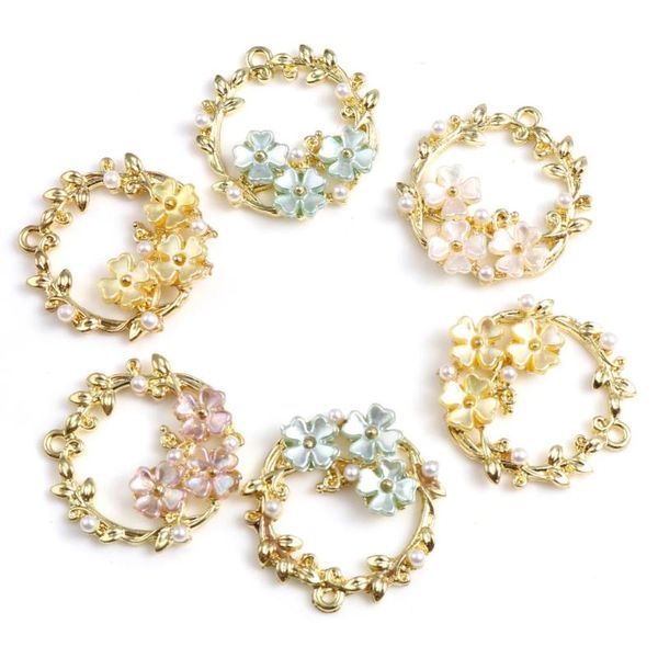 charms 2pcs flowers wreath pendant for earrings making pink imitation pearl flower necklace jewelry diy findings, Bronze;silver
charms 2pcs flowers wreath pendant for earrings making pink imitation pearl flower necklace jewelry diy findings, Bronze;silver