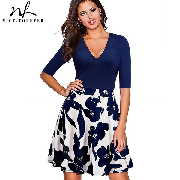 nice-forever vintage floral printed deep v vestidos a-line pinup flare summer women swing dress a055 210419, White
nice-forever vintage floral printed deep v vestidos a-line pinup flare summer women swing dress a055 210419, White