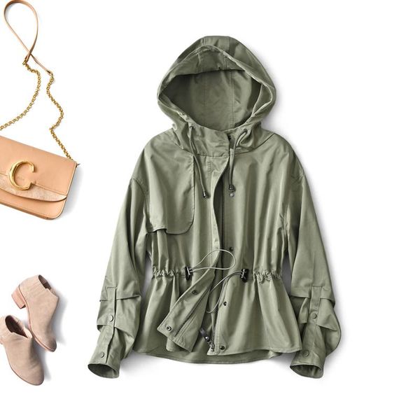 women's jackets spring and autumn jacket casual long-sleeved zipper pure cotton polyester hooded coat adjustable waist, Black;brown
women's jackets spring and autumn jacket casual long-sleeved zipper pure cotton polyester hooded coat adjustable waist, Black;brown
