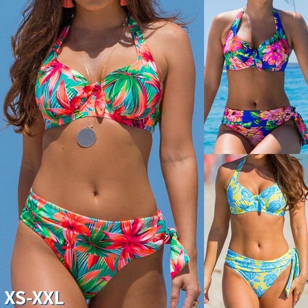 women's swimwear flower printed 2 piece bikini set halter neck strap high waist swimsuit women bathing suit brazilian bikinis sets, White;black
women's swimwear flower printed 2 piece bikini set halter neck strap high waist swimsuit women bathing suit brazilian bikinis sets, White;black