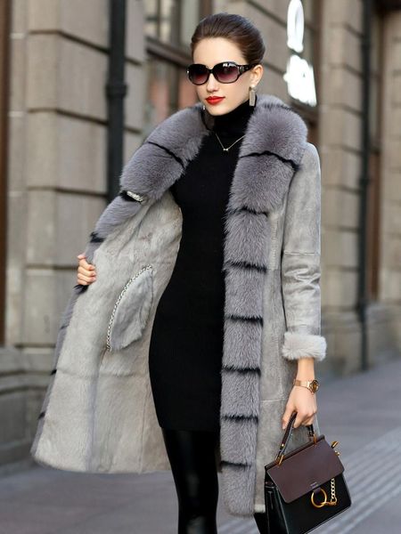 women's fur & faux real fashion luxury collar coat women vintage slim warm female jacket roupaszjt454, Black
women's fur & faux real fashion luxury collar coat women vintage slim warm female jacket roupaszjt454, Black