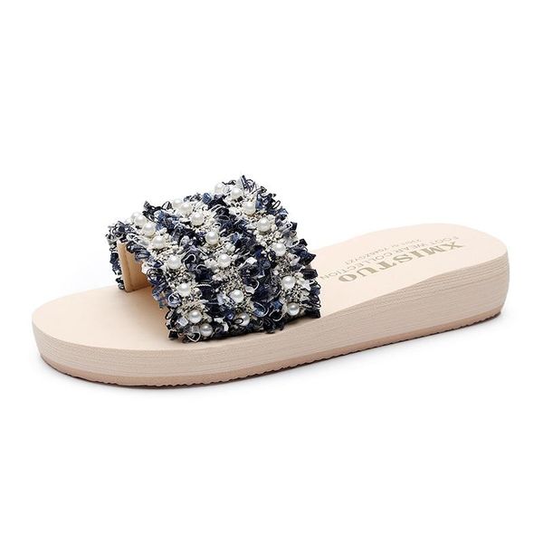 slippers 3cm heel colored pearl women flat bottom flip flops seaside holiday beach shoes outside non-slip slides big size, Black
slippers 3cm heel colored pearl women flat bottom flip flops seaside holiday beach shoes outside non-slip slides big size, Black